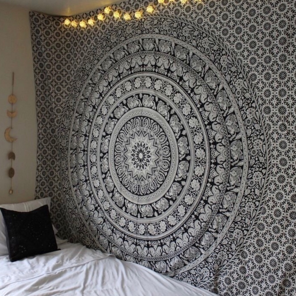 Elephant Black and White Tapestry